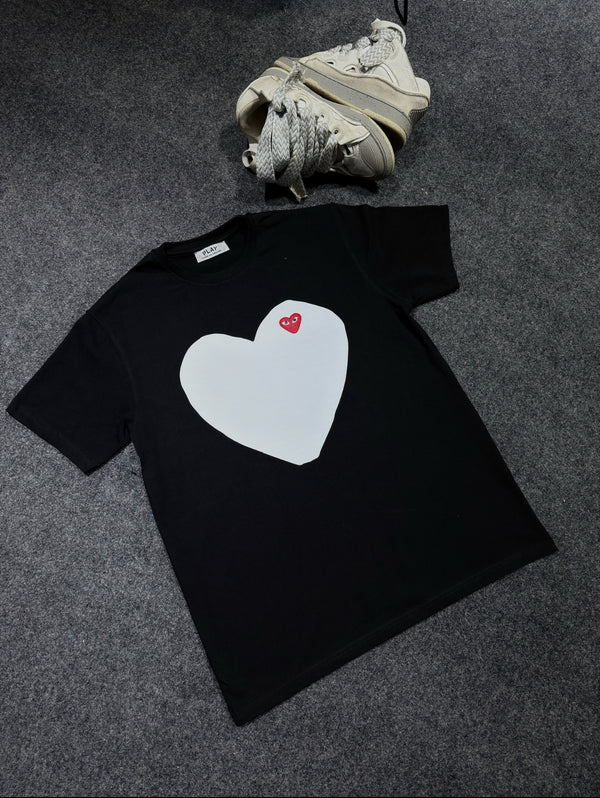 white cdg full heart t-shirt