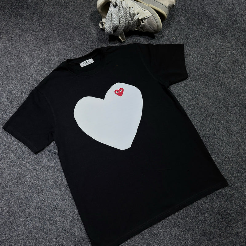 white cdg full heart t-shirt