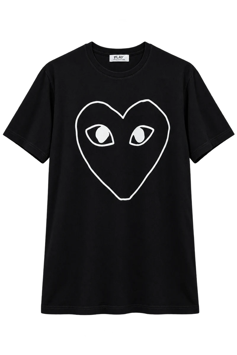 Front of white line cdg t-shirt